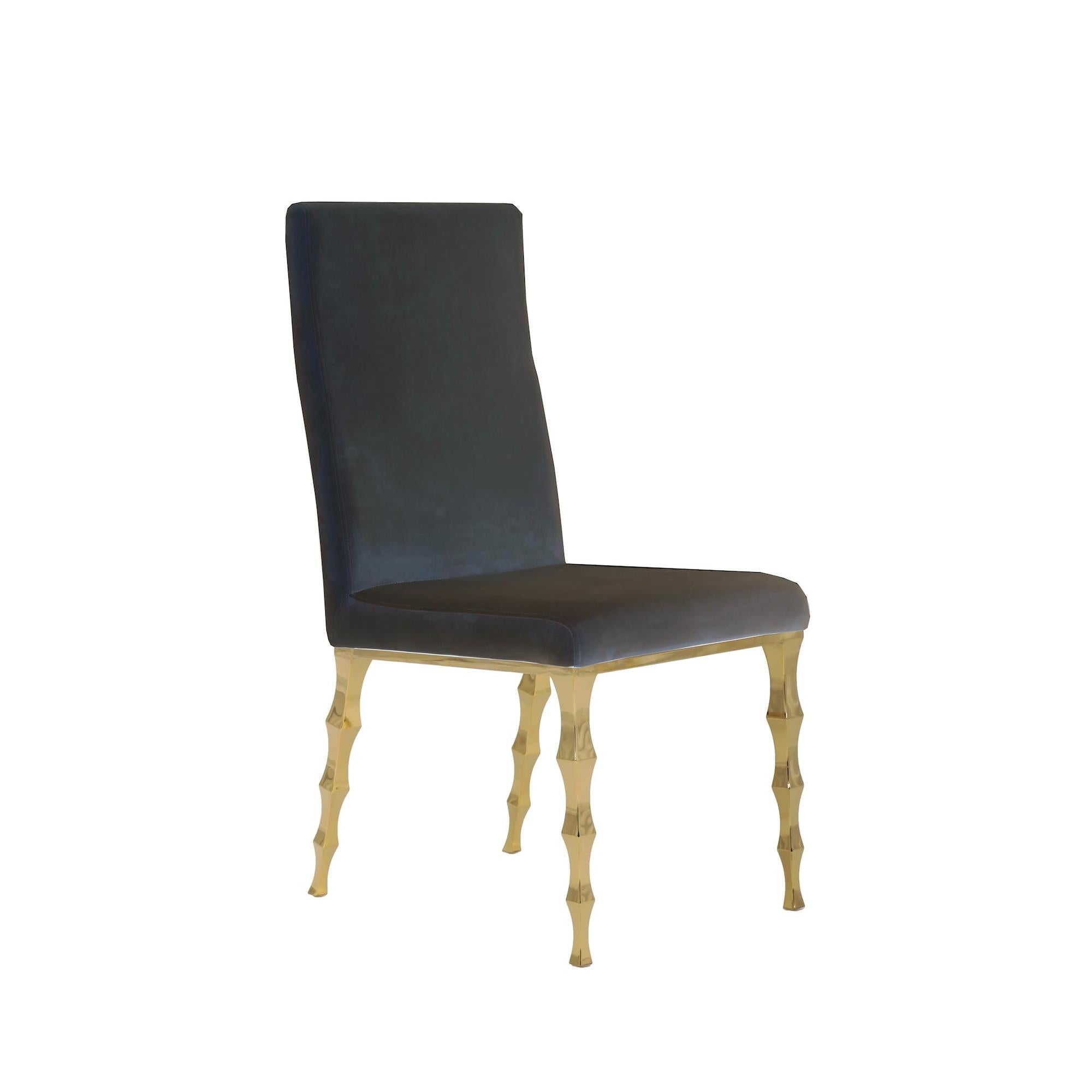 Gold Metal Hydra Chair w/ Black Velvet Seat