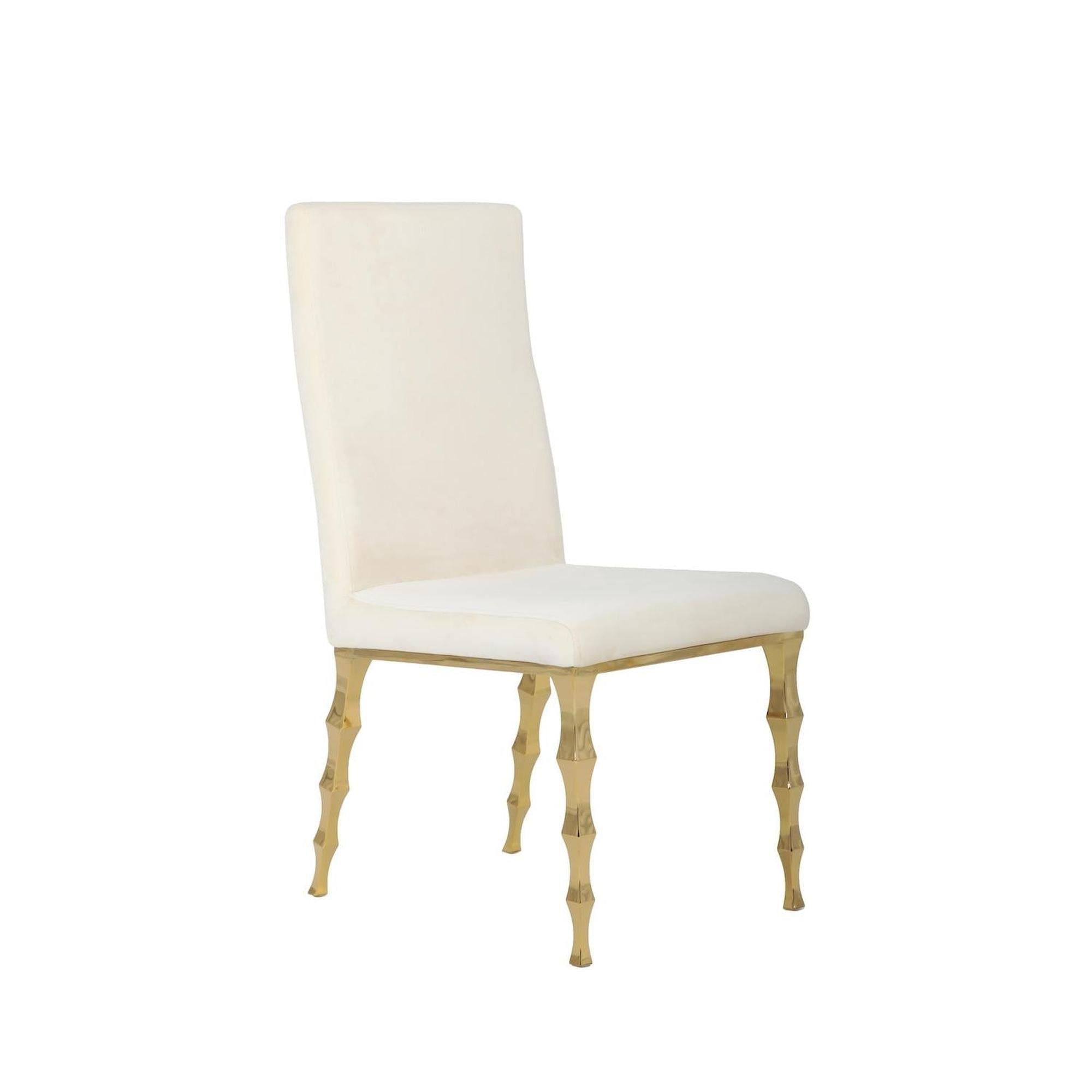 Gold Metal Hydra Chair w/ Ivory Velvet Seat