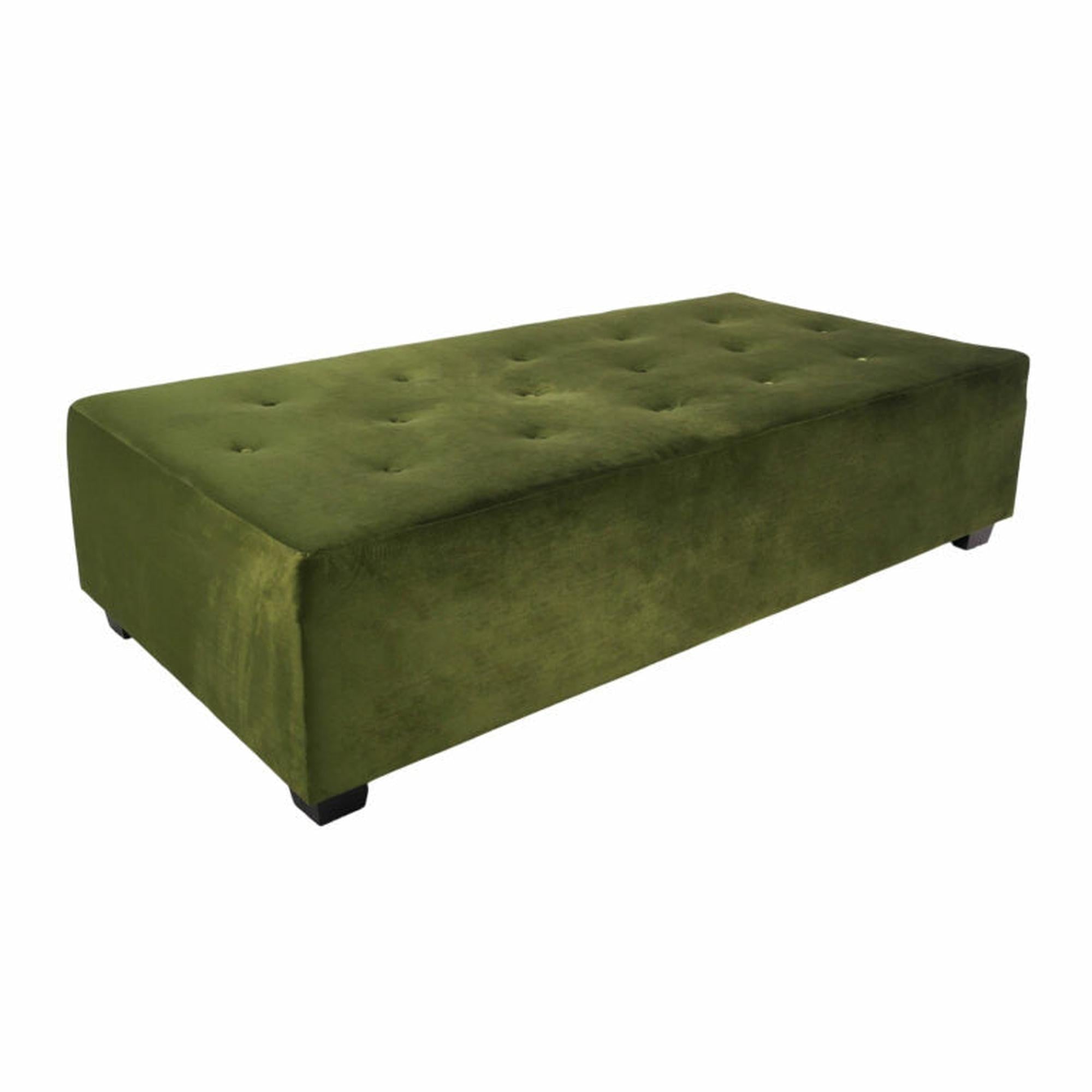 Olive Green Velvet Angel Ottoman