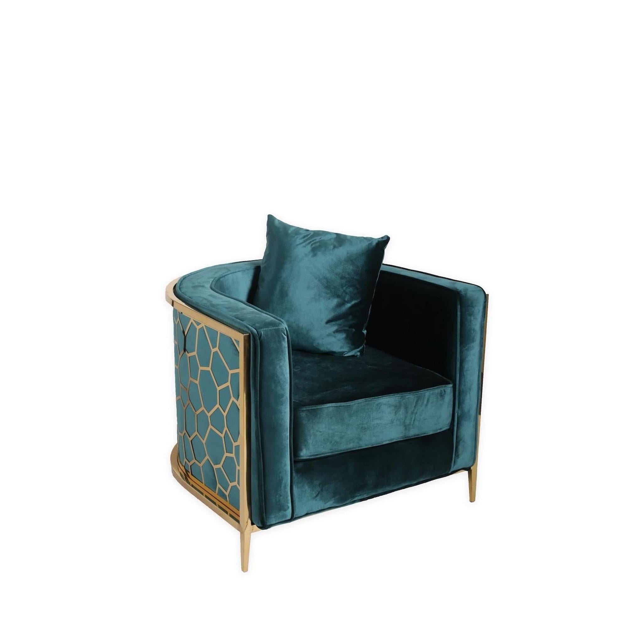 Green Velvet Chair w/Gold Frame