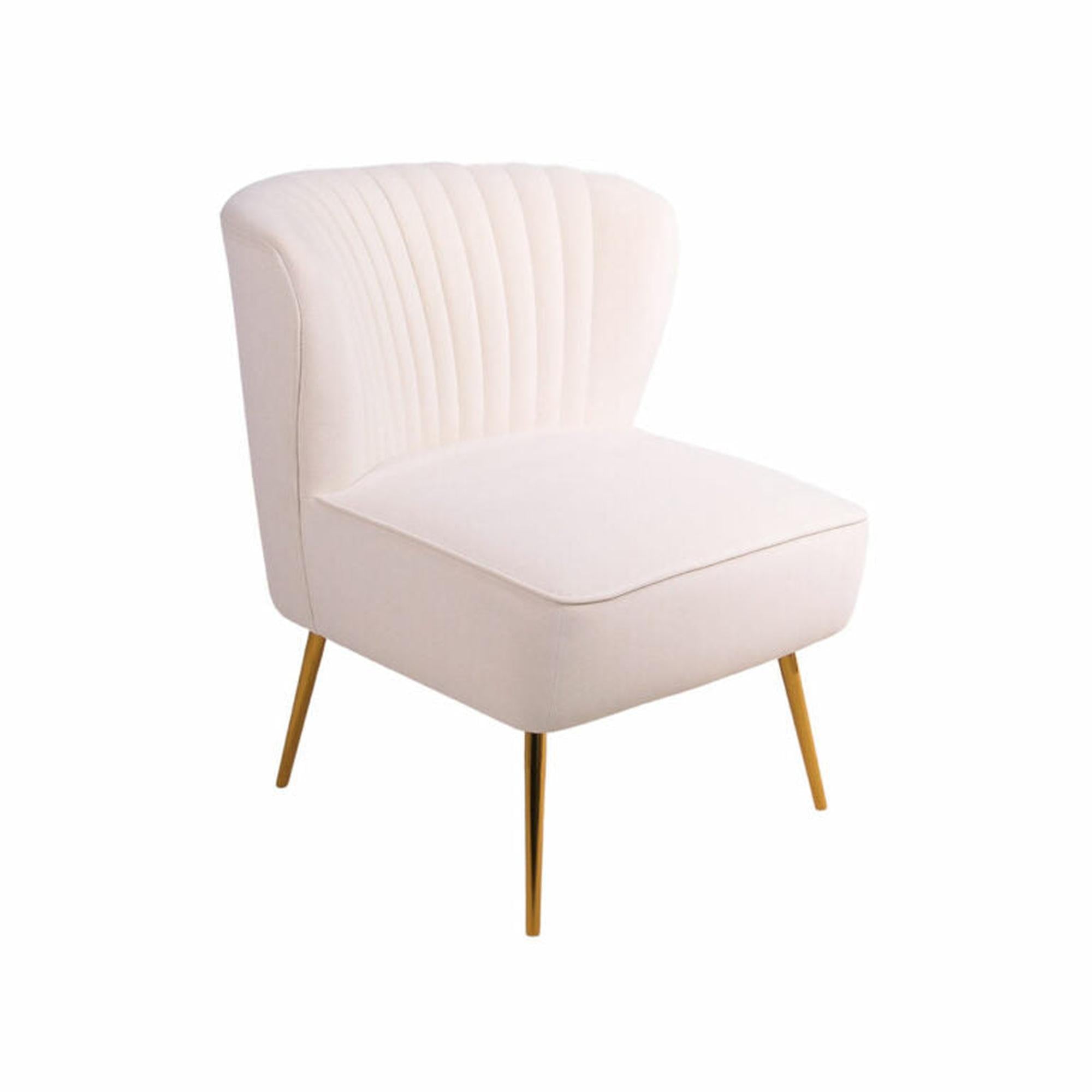 Ivory Accent Chair w/ Gold Metal Legs