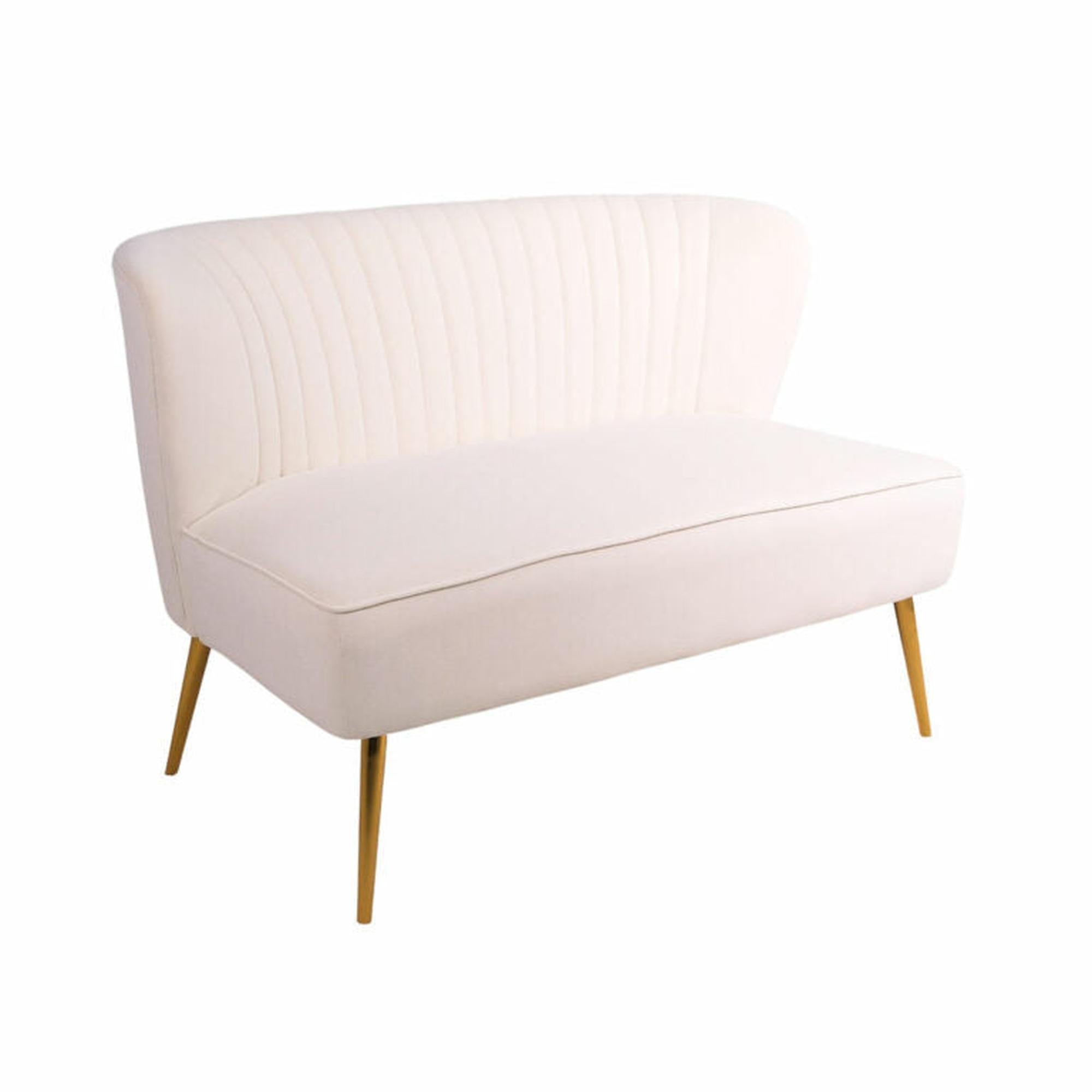 Ivory Accent Loveseat w/ Gold Metal Legs
