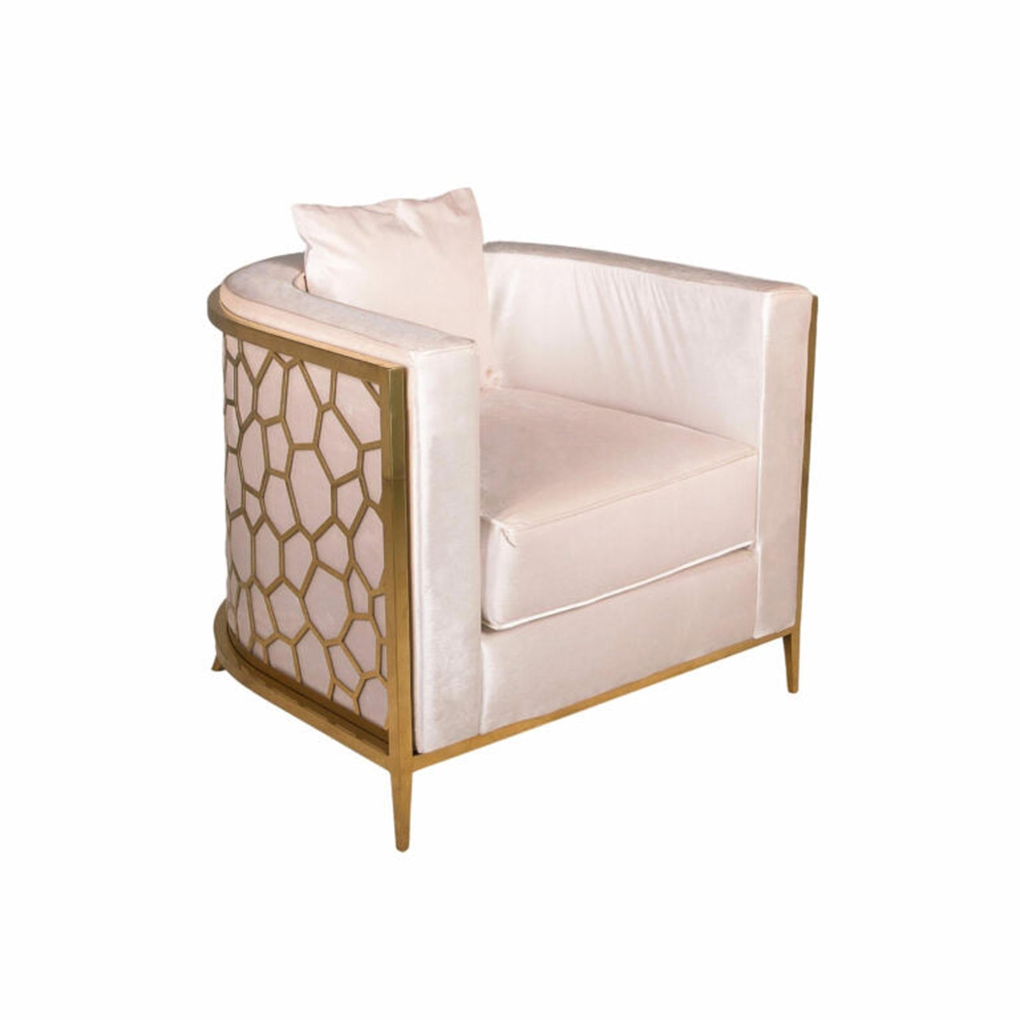 Ivory Velvet Chair w/ Gold Frame