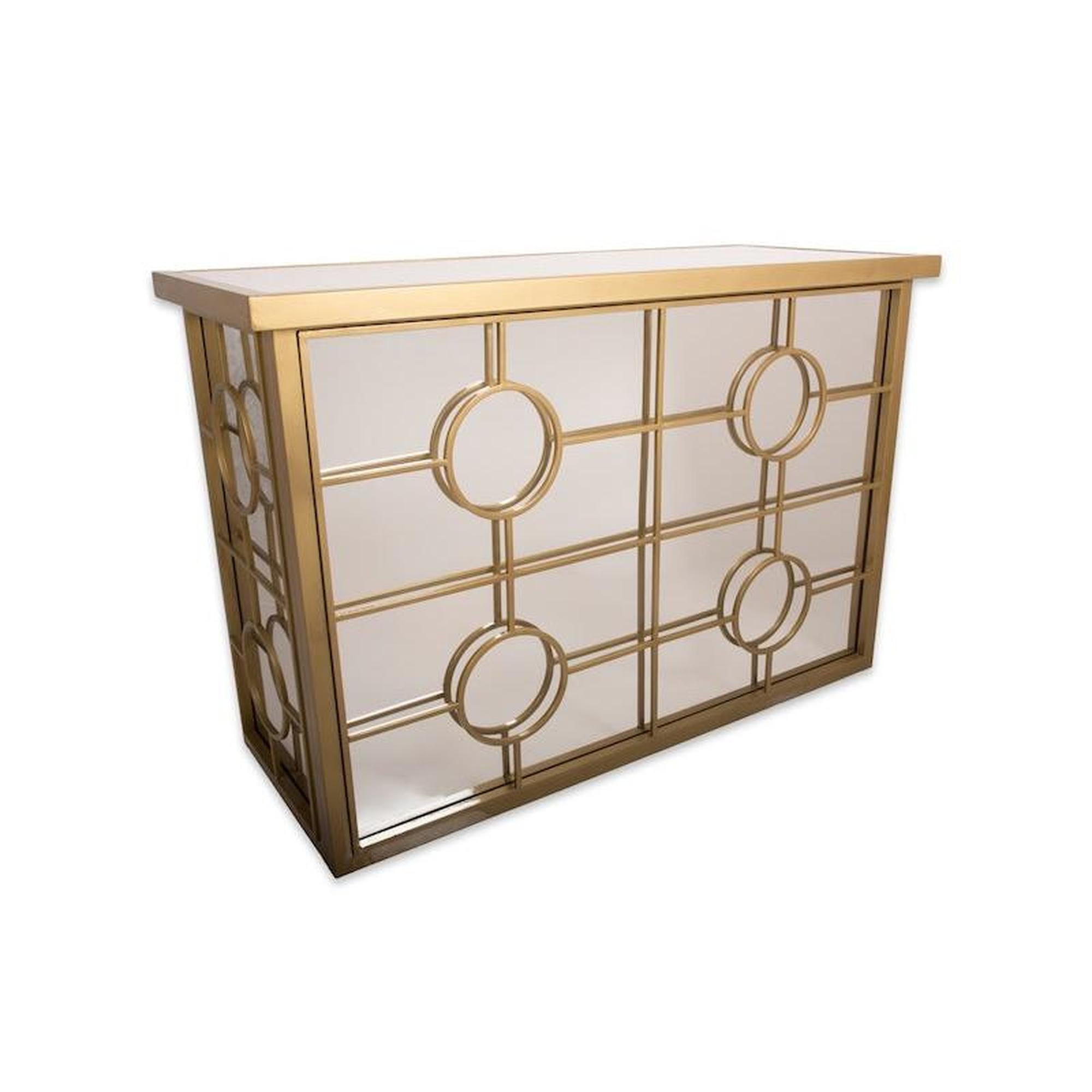 8′ Mirror Bar w/ Gold Circle Panels