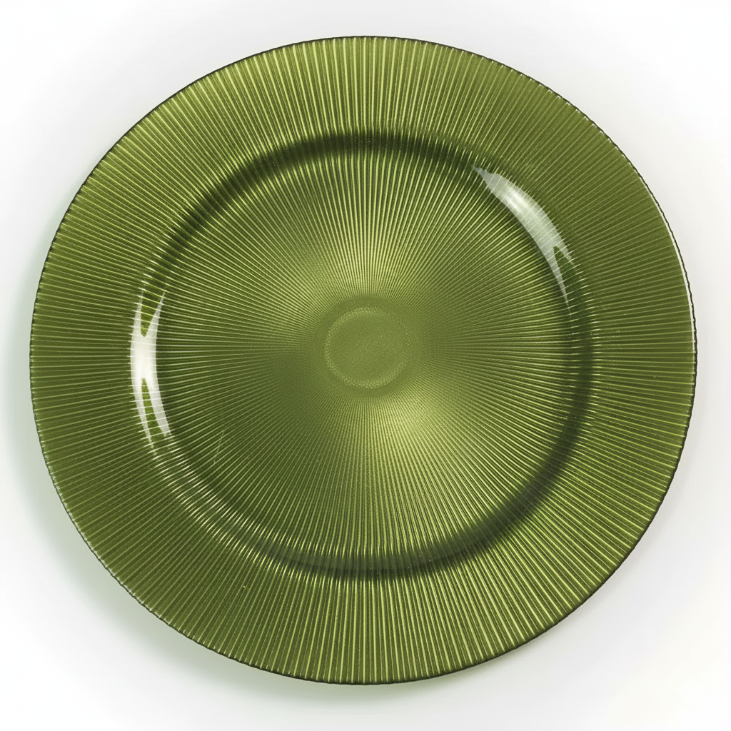 Green Sunburst Glass Charger Plate