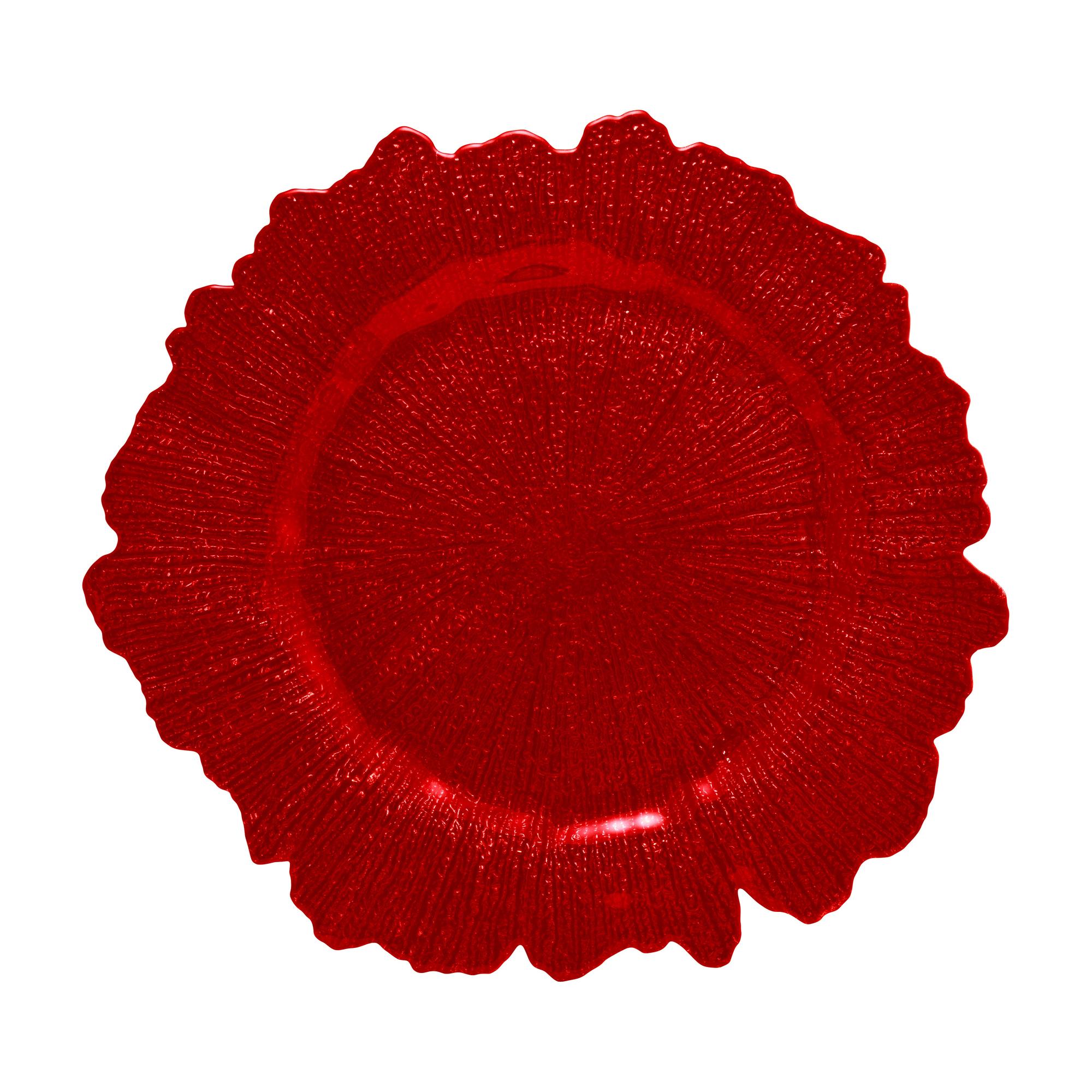 Red Sponge Glass Charger Plate