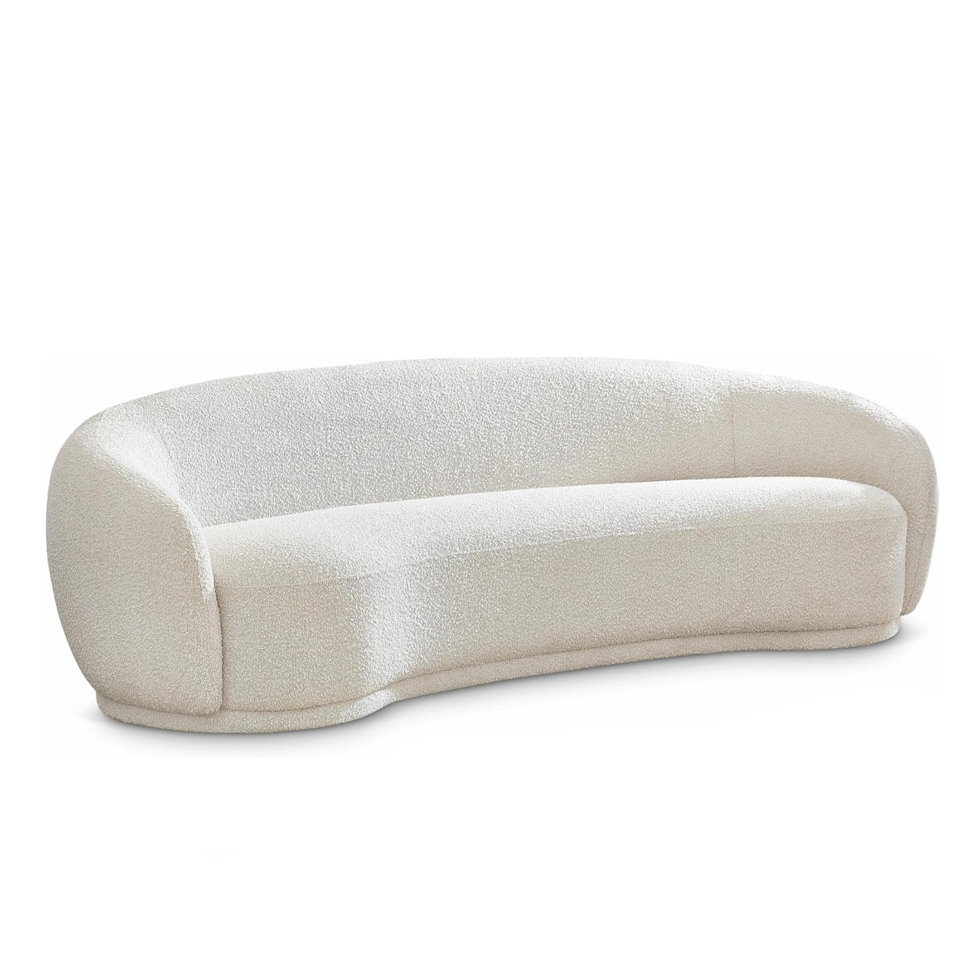 Off White Bouclé Modern Curved Sofa