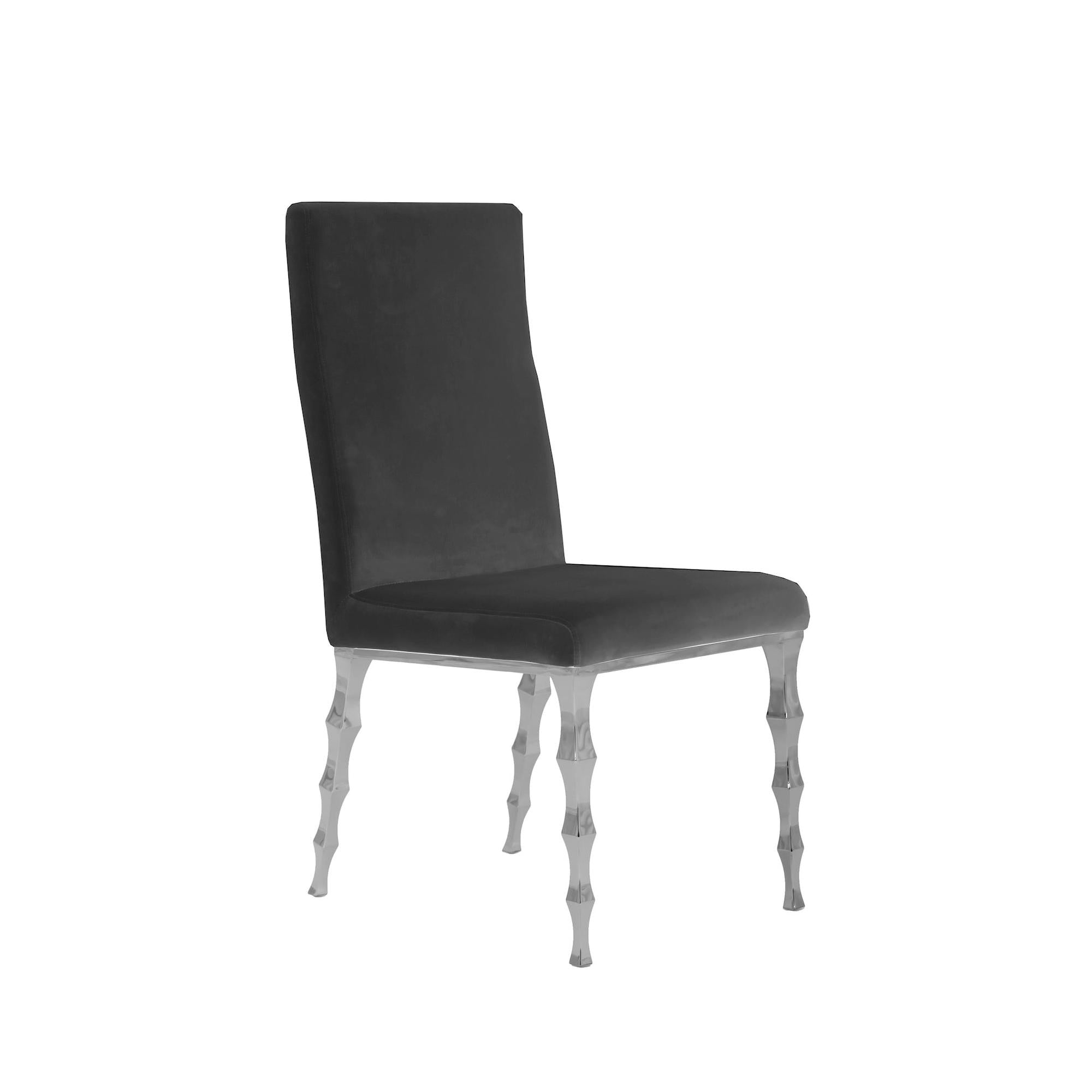 Silver Metal Hydra Chair w/ Black Velvet Seat