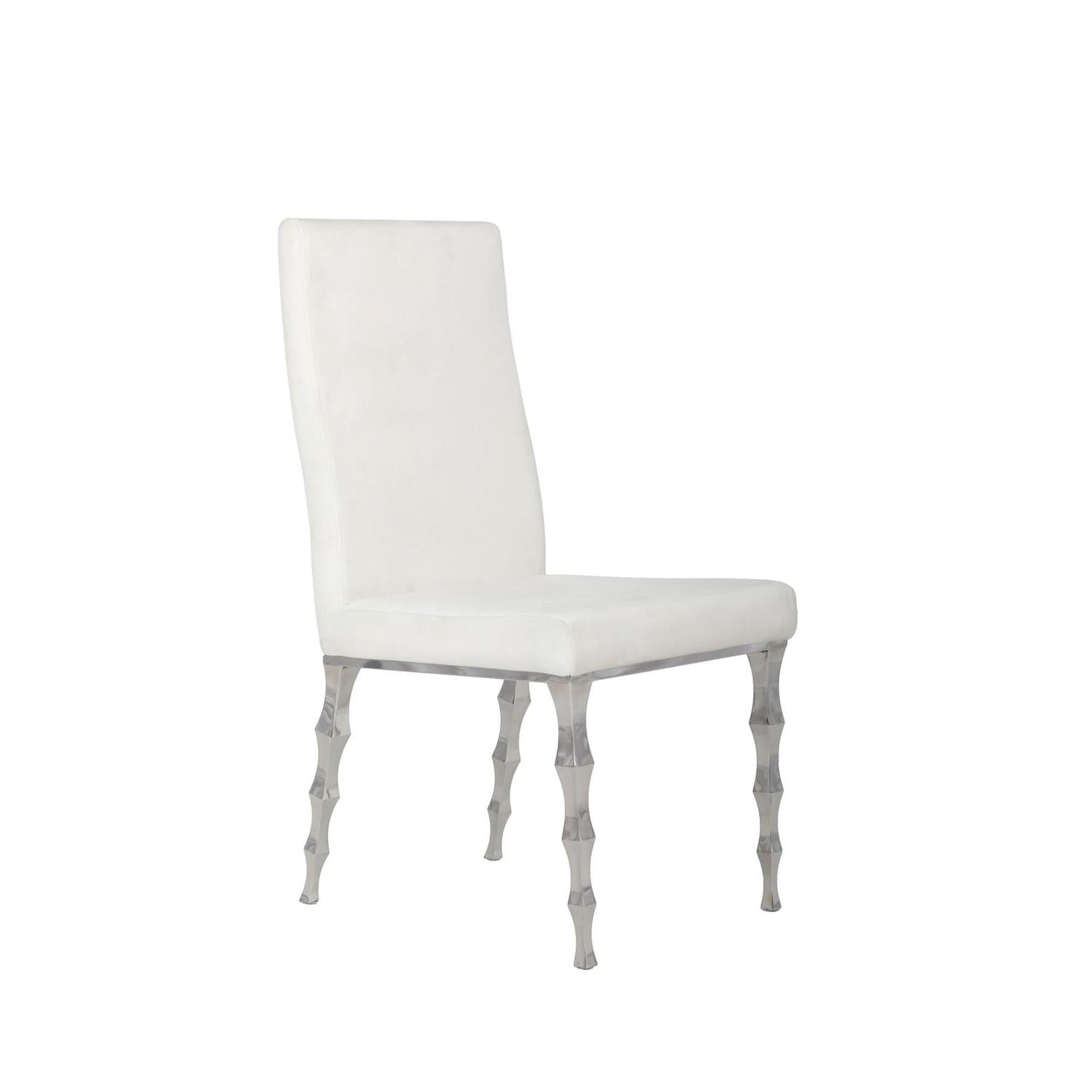 Silver Metal Hydra Chair w/ White Velvet Seat