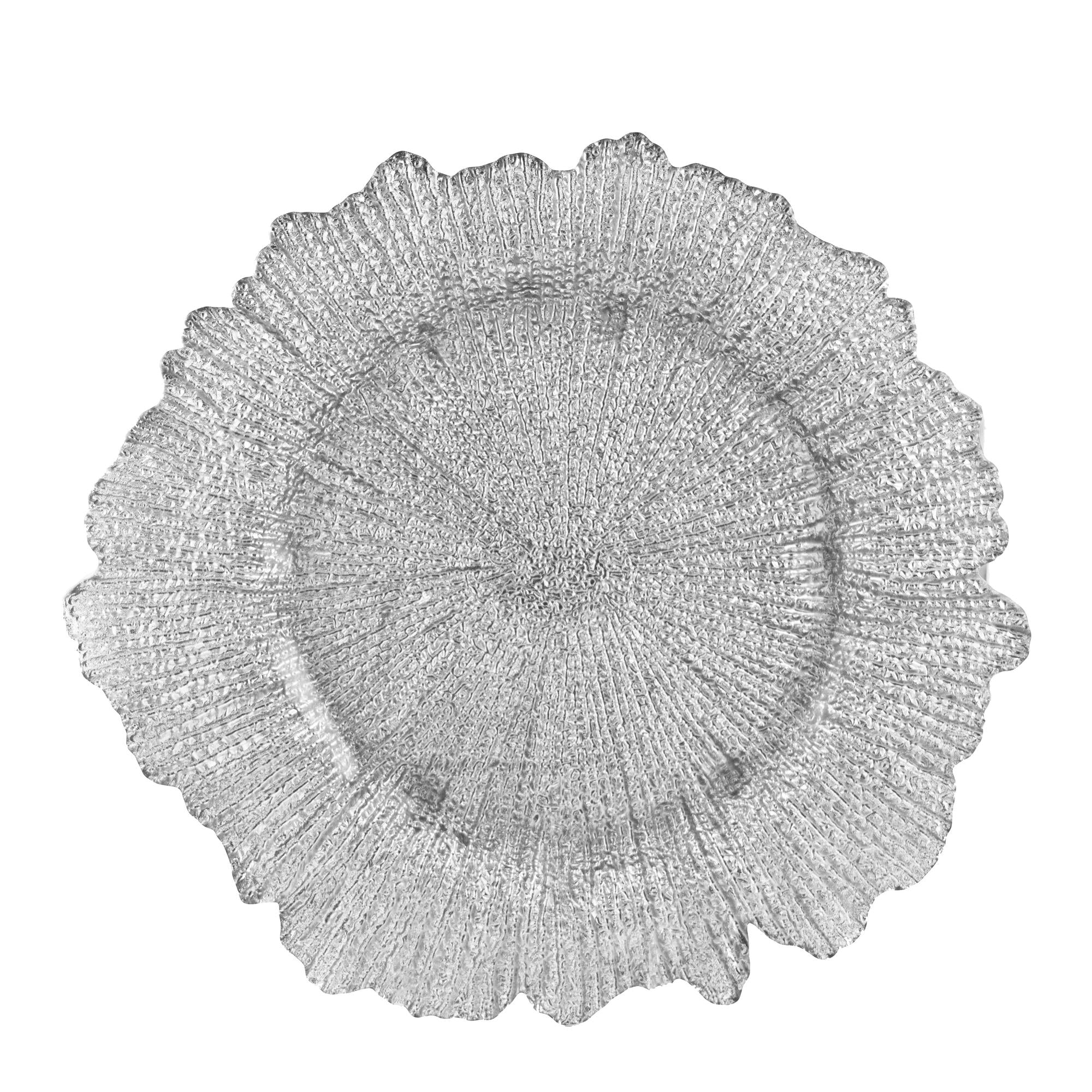 Silver Sponge Glass Charger Plate