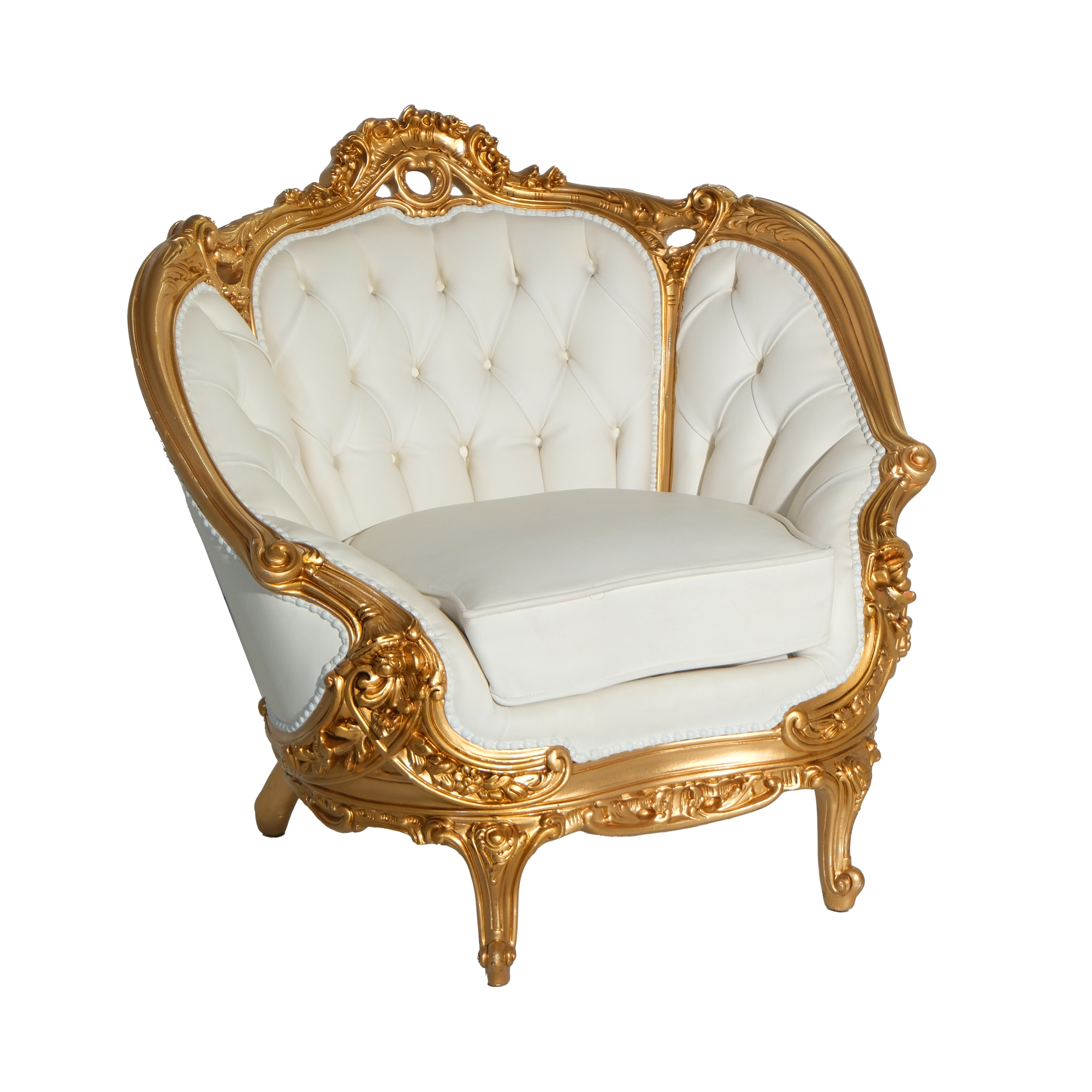 White Leather Chair w/ Gold Frame