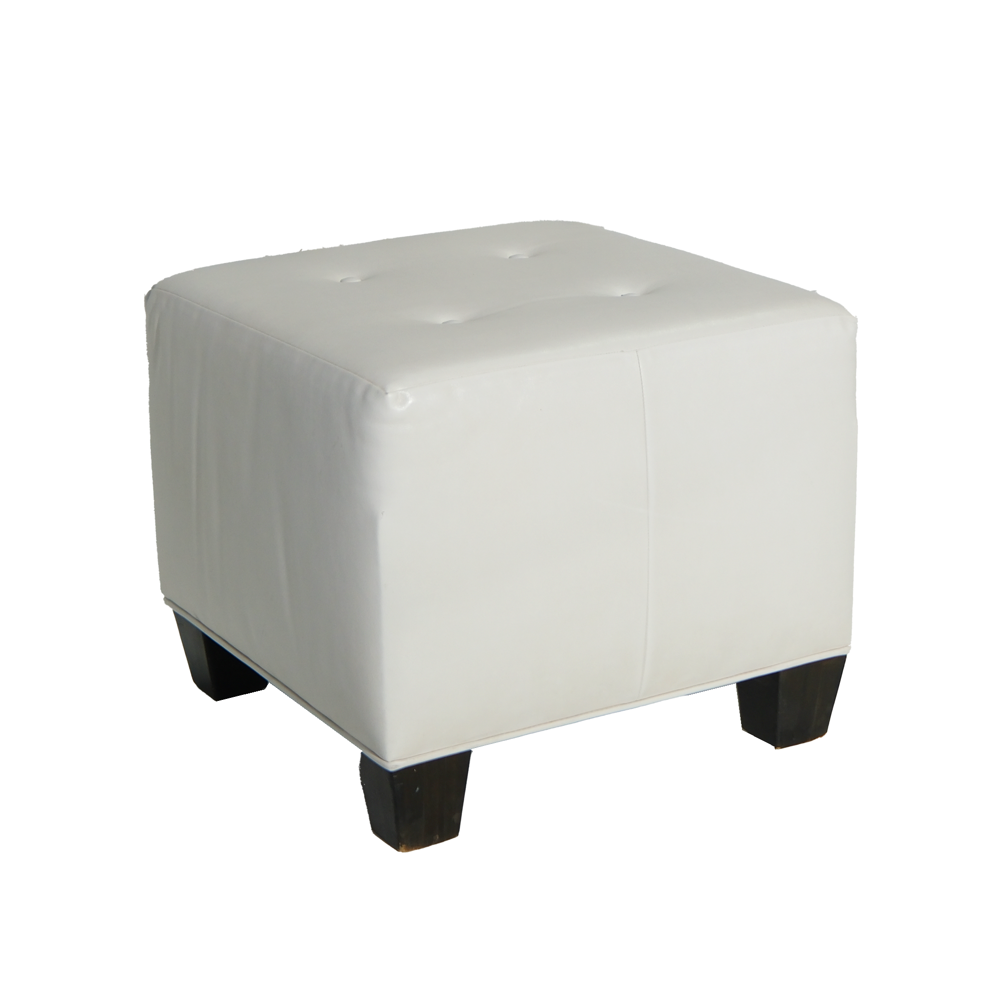 White Leather Cube Ottoman