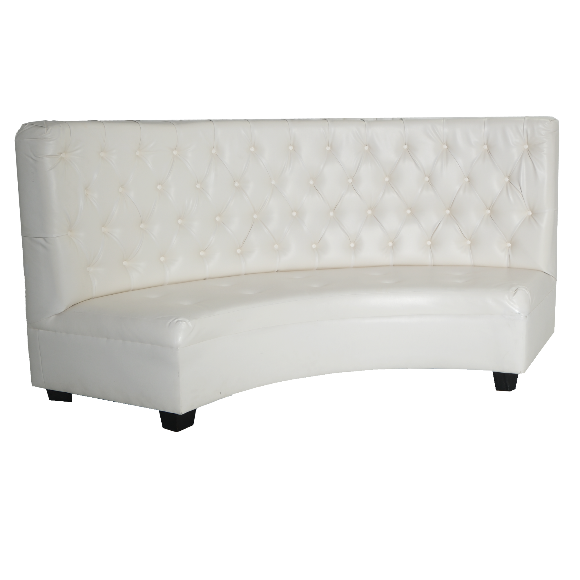 White Leather High Back Curved Tufted Booth