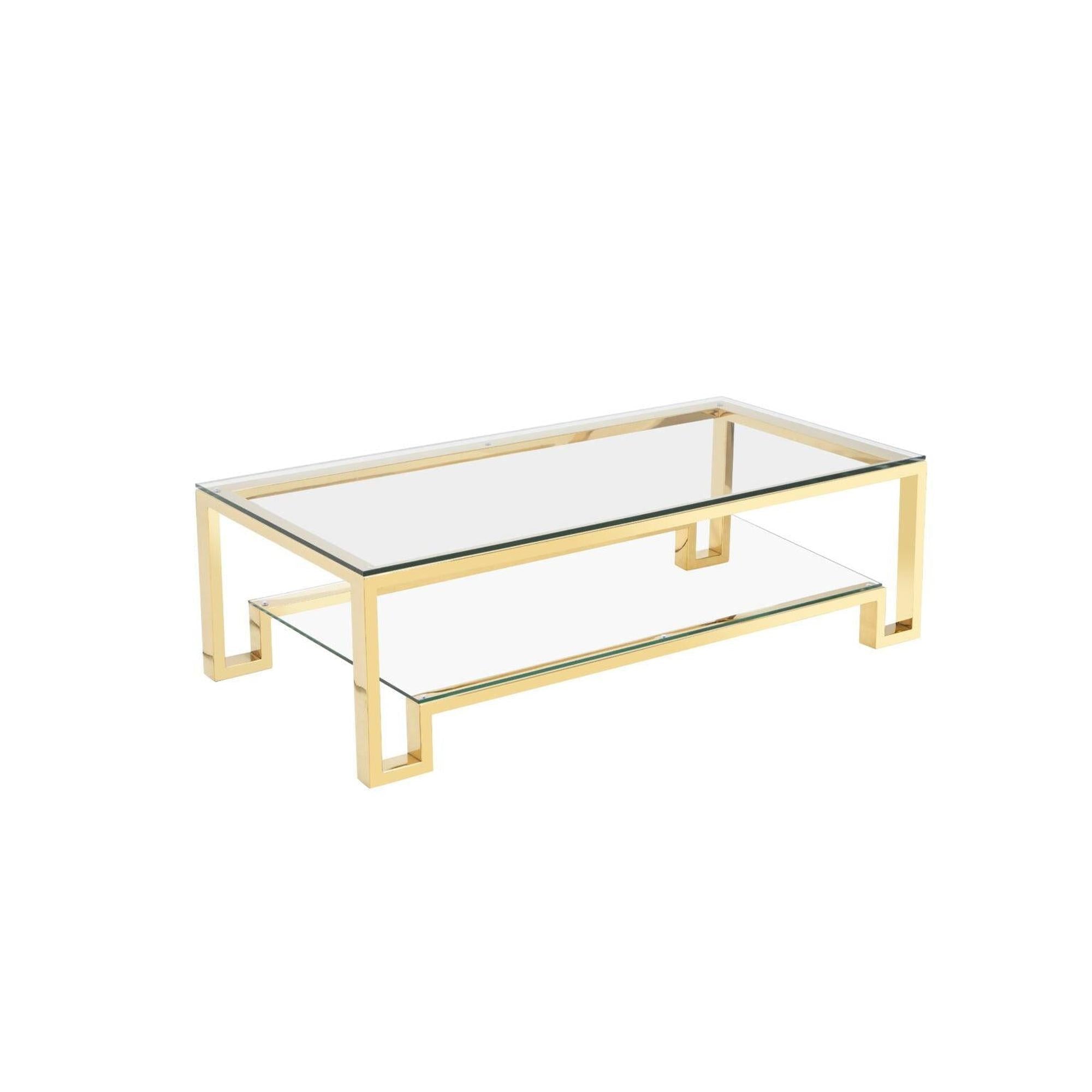 Glass Coffee Table w/ Gold Frame