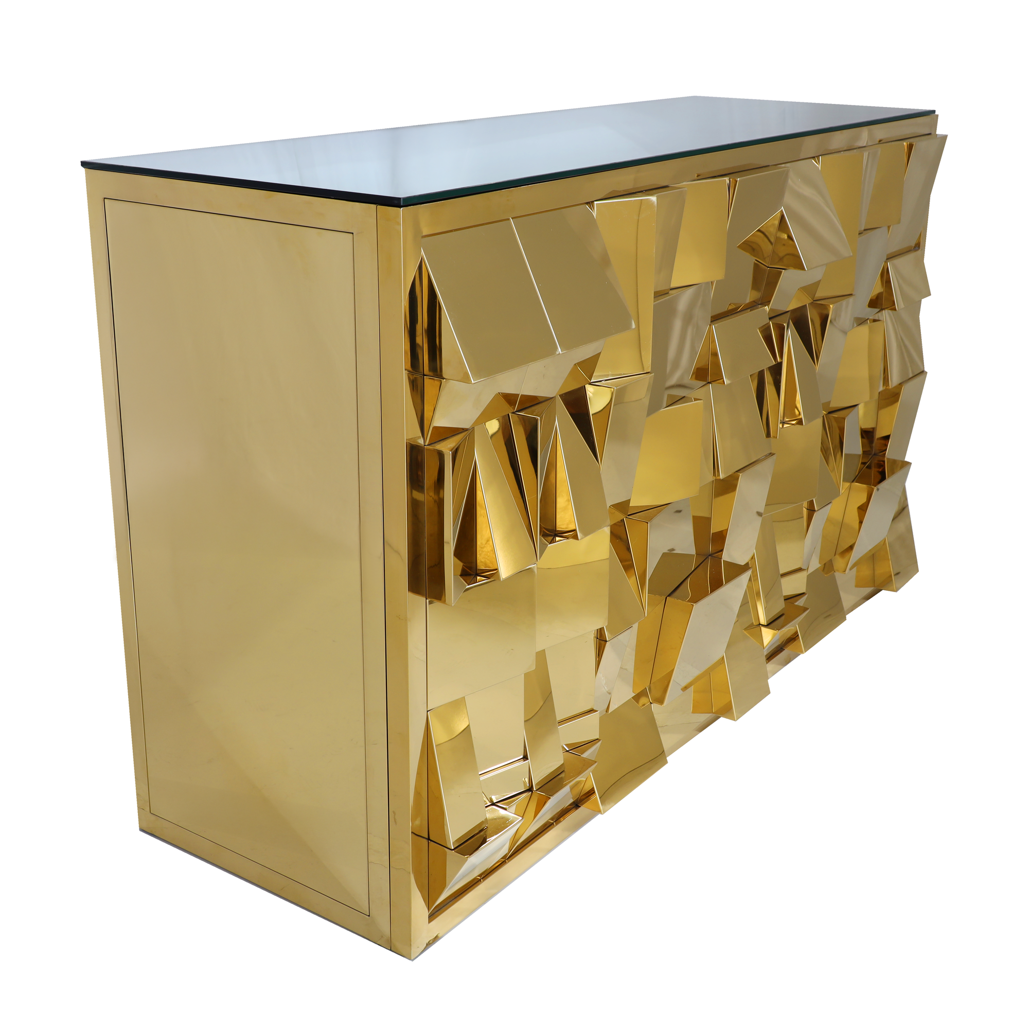 6' Gold Geometric Bar w/ Mirror Top