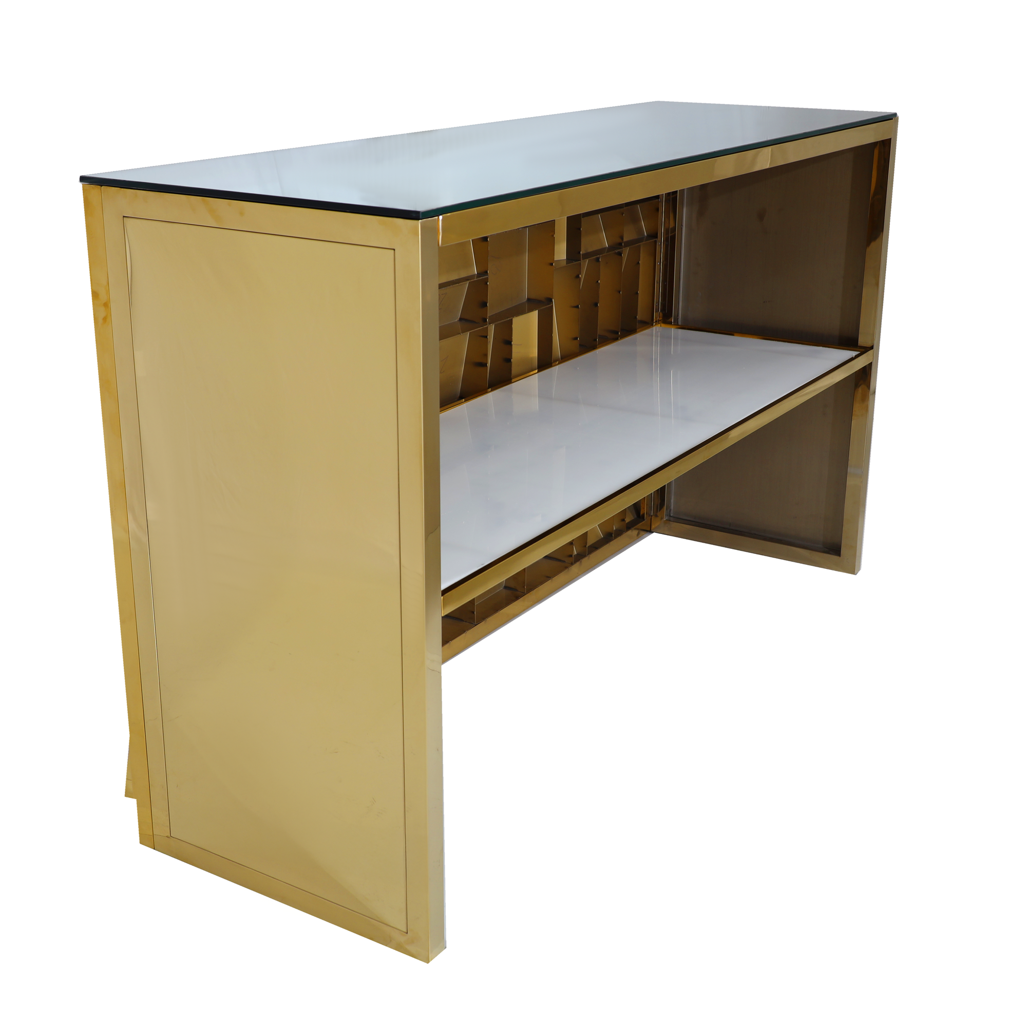 6' Gold Geometric Bar w/ Mirror Top