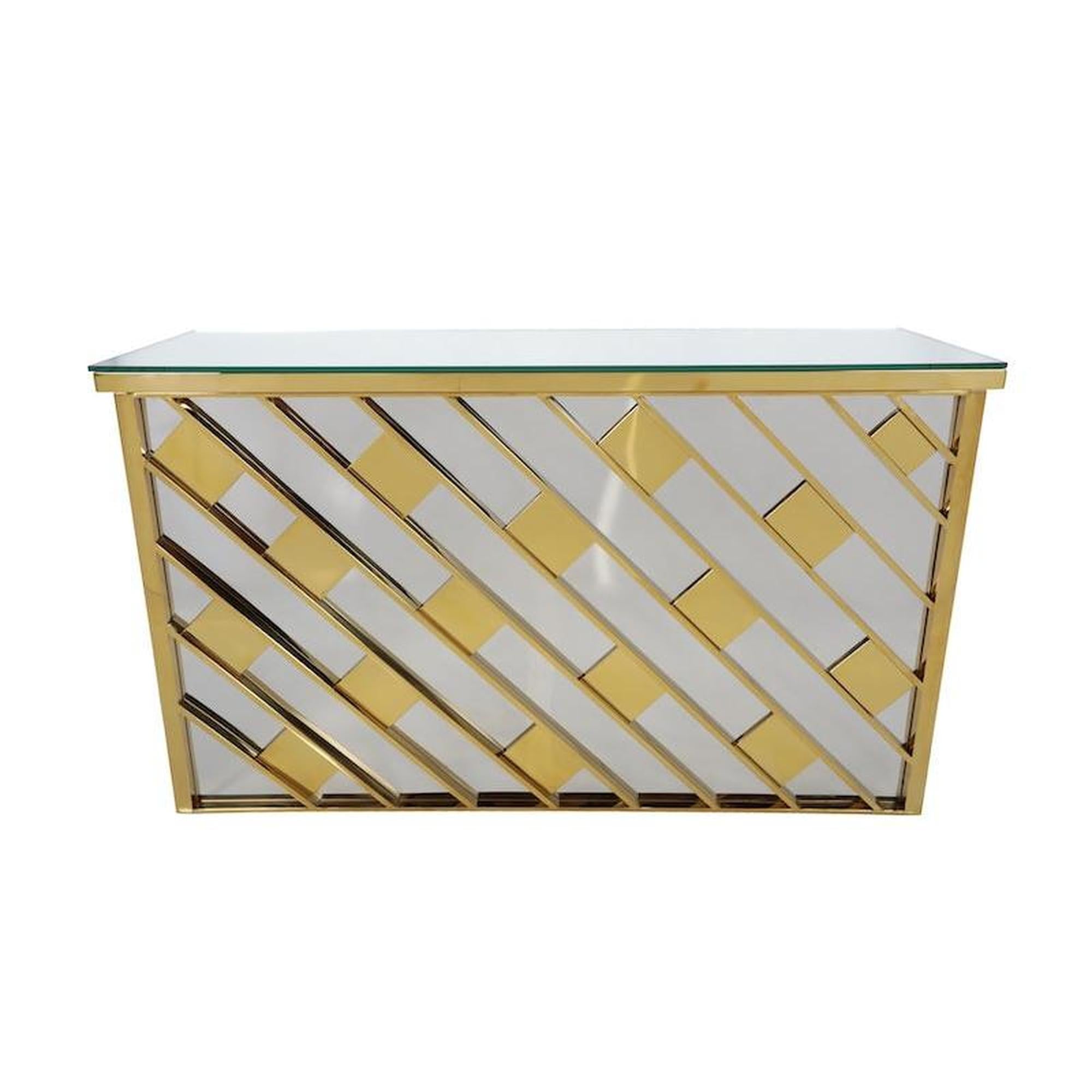 6′ Gold Kaleidoscope Mirror Bar w/ Mirror Top