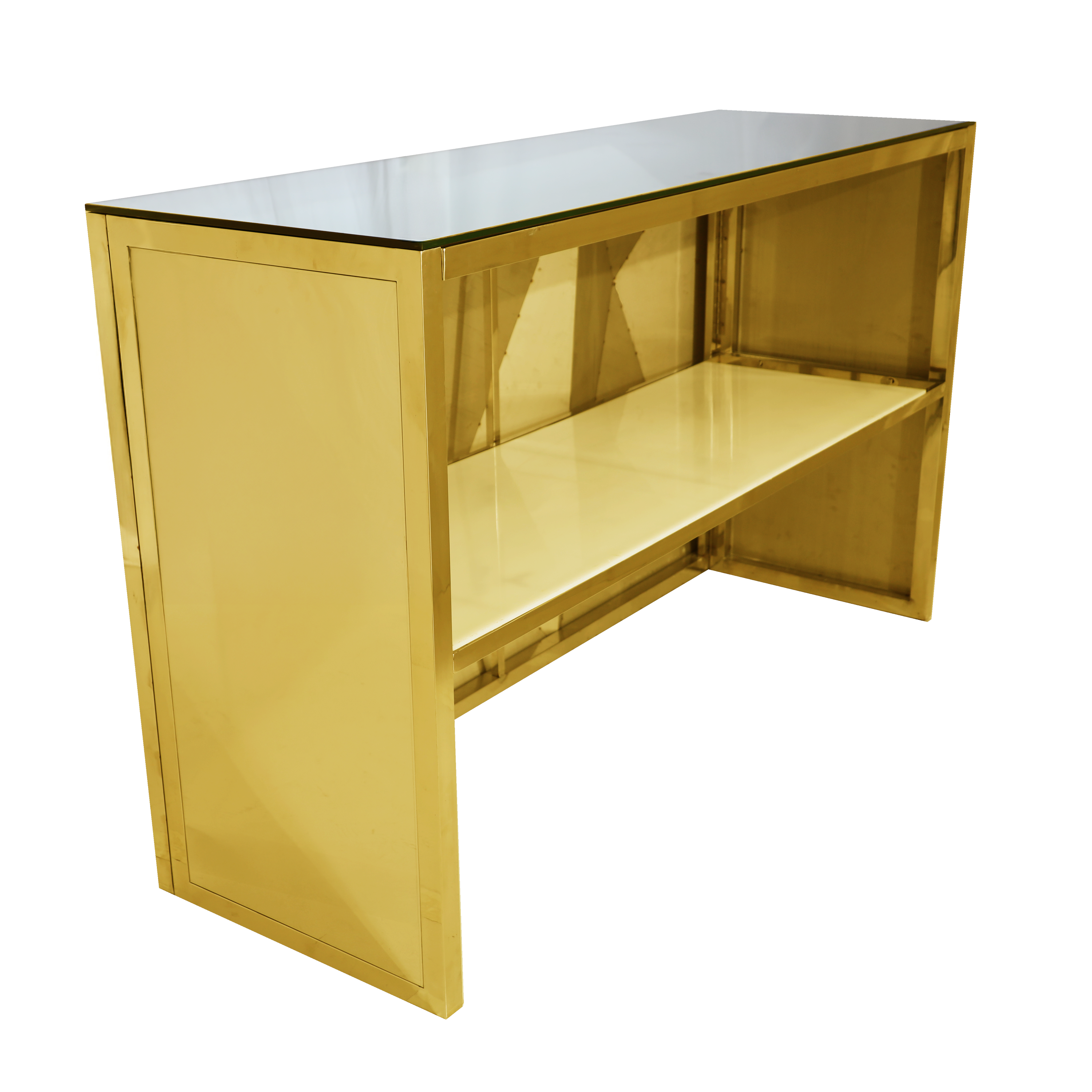 6' Gold Pyramid Bar w/ Mirror Top