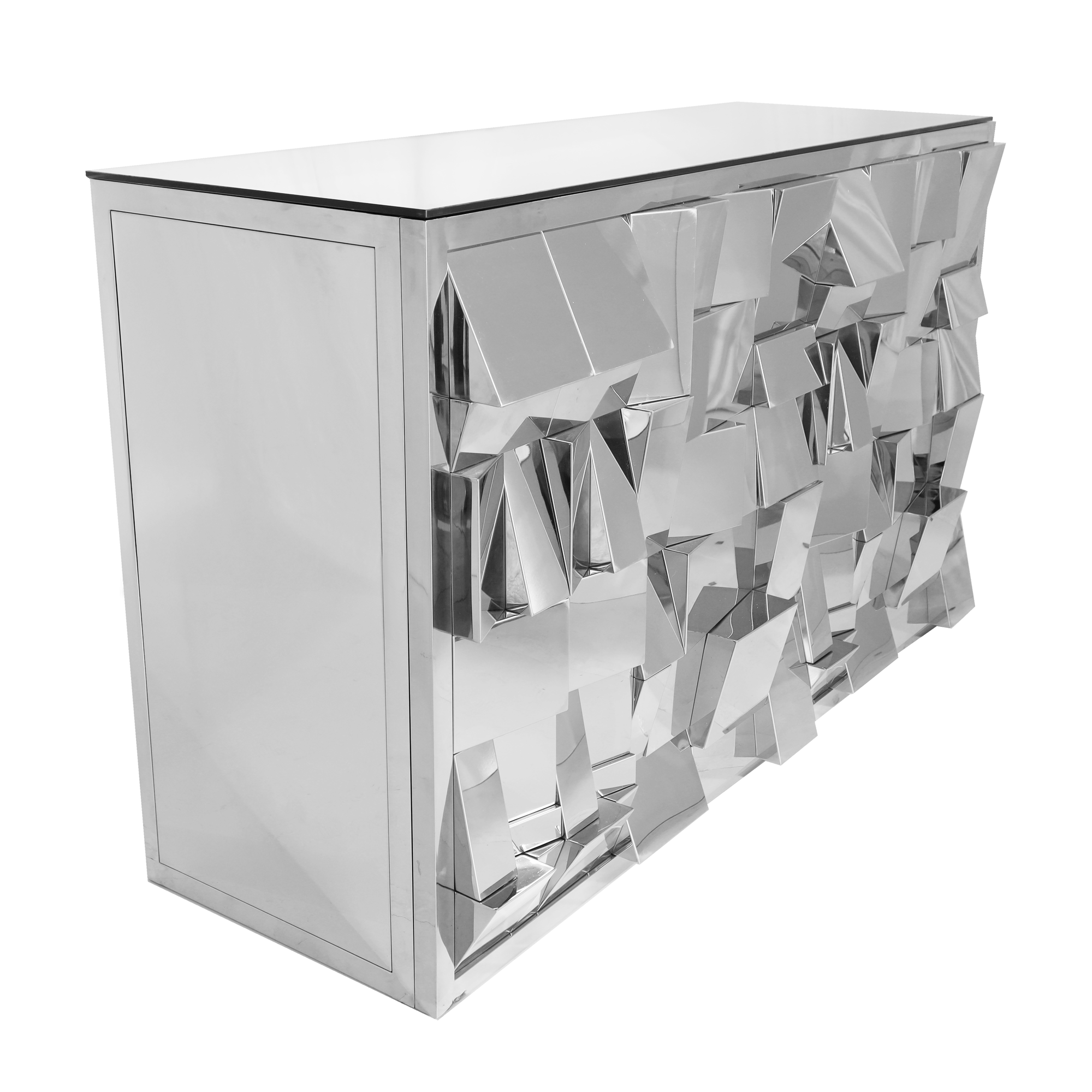 6' Silver Geometric Bar w/ Mirror Top