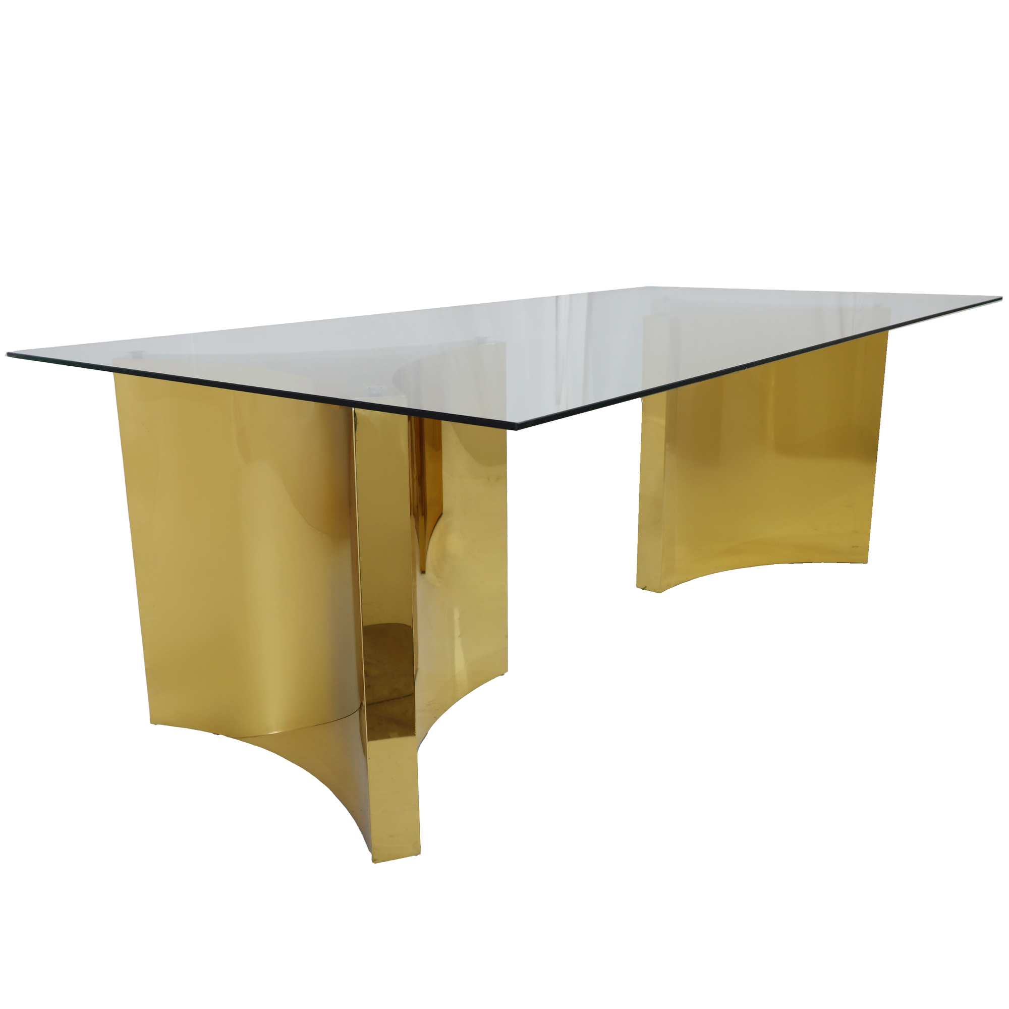 8' Gold Crescent Table w/ Glass Top