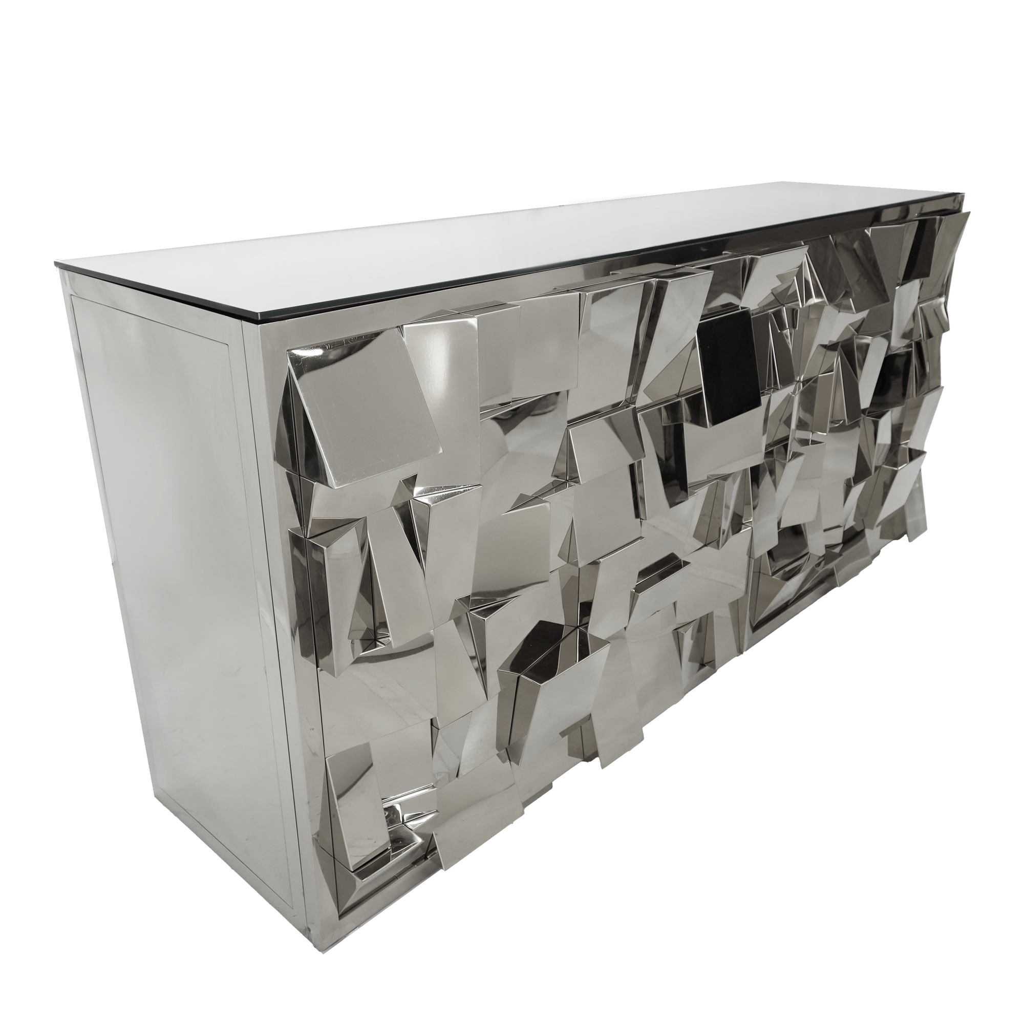8' Silver Geometric Bar w/ Mirror Top