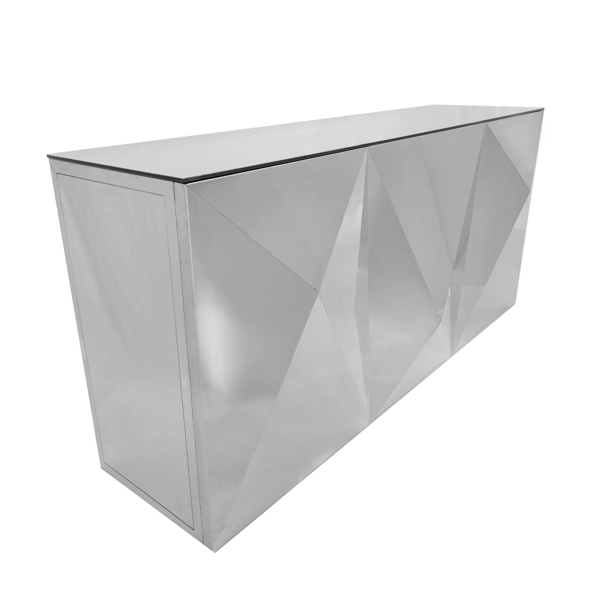 8' Silver Pyramid Bar w/ Mirror Top
