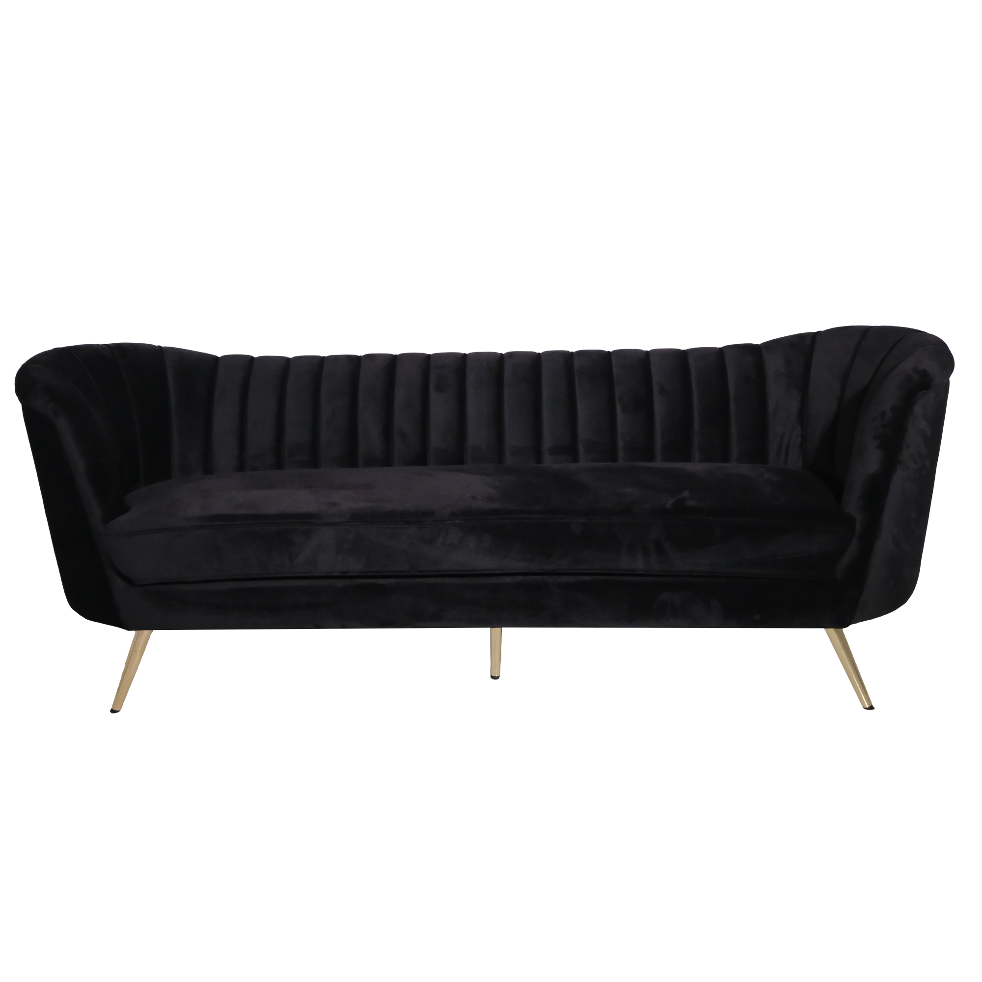 Black Velvet Sofa w/ Gold Legs