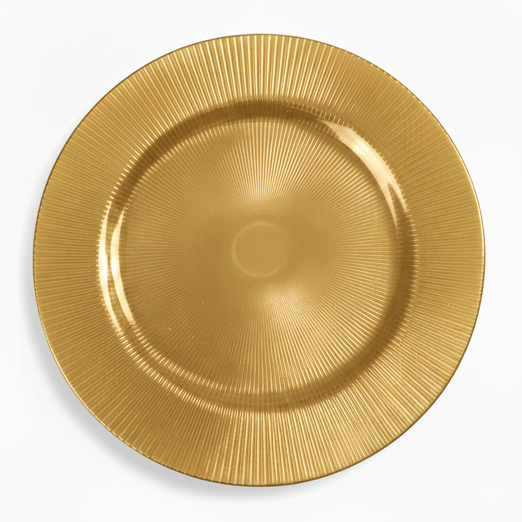Gold Sunburst Glass Charger Plate