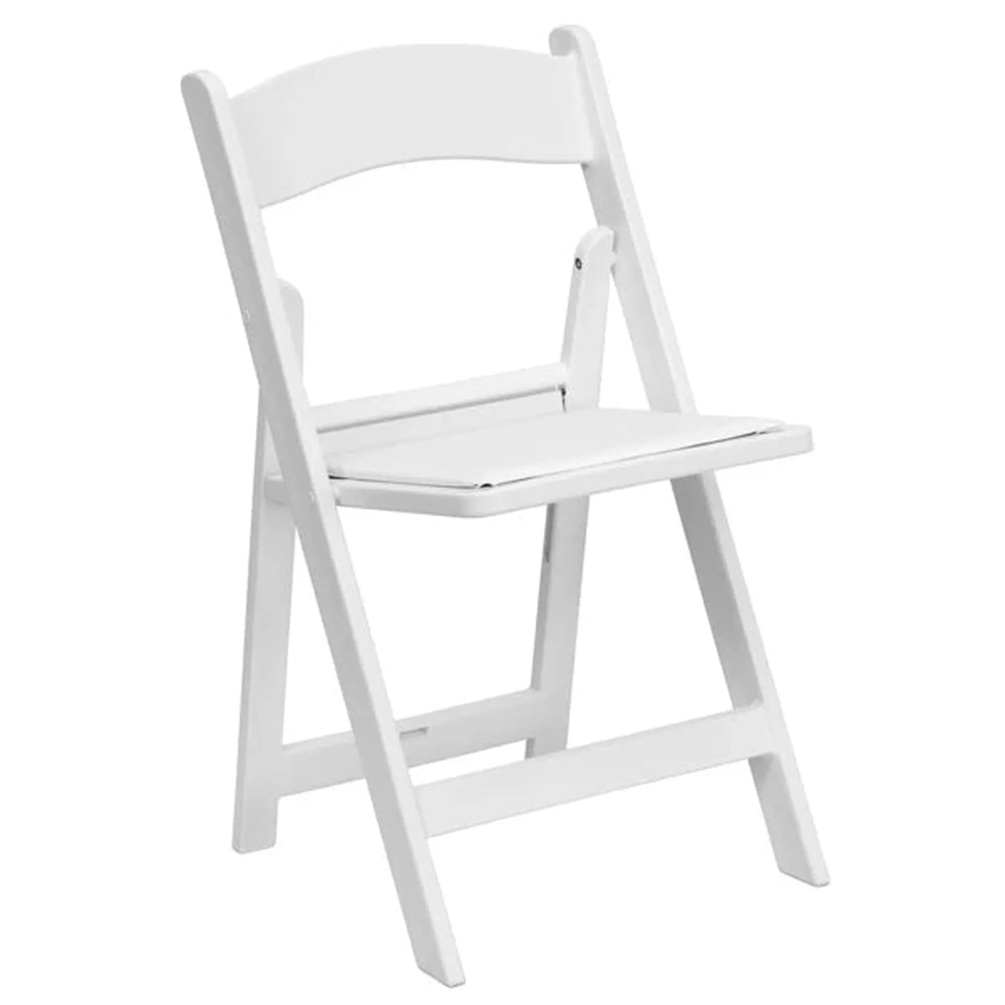 White Resin Folding Chair w/ Padded Seat