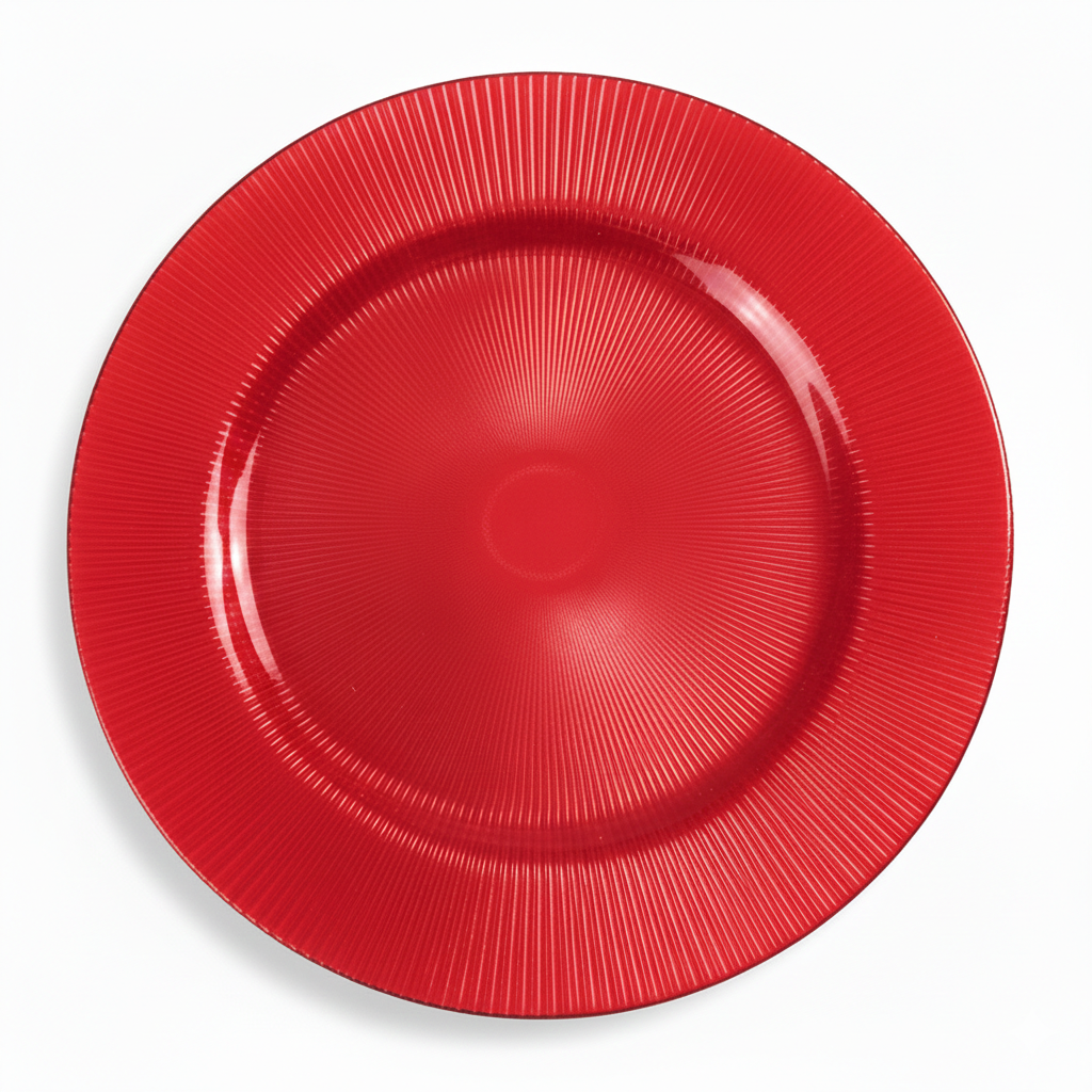 Red Sunburst Glass Charger Plate