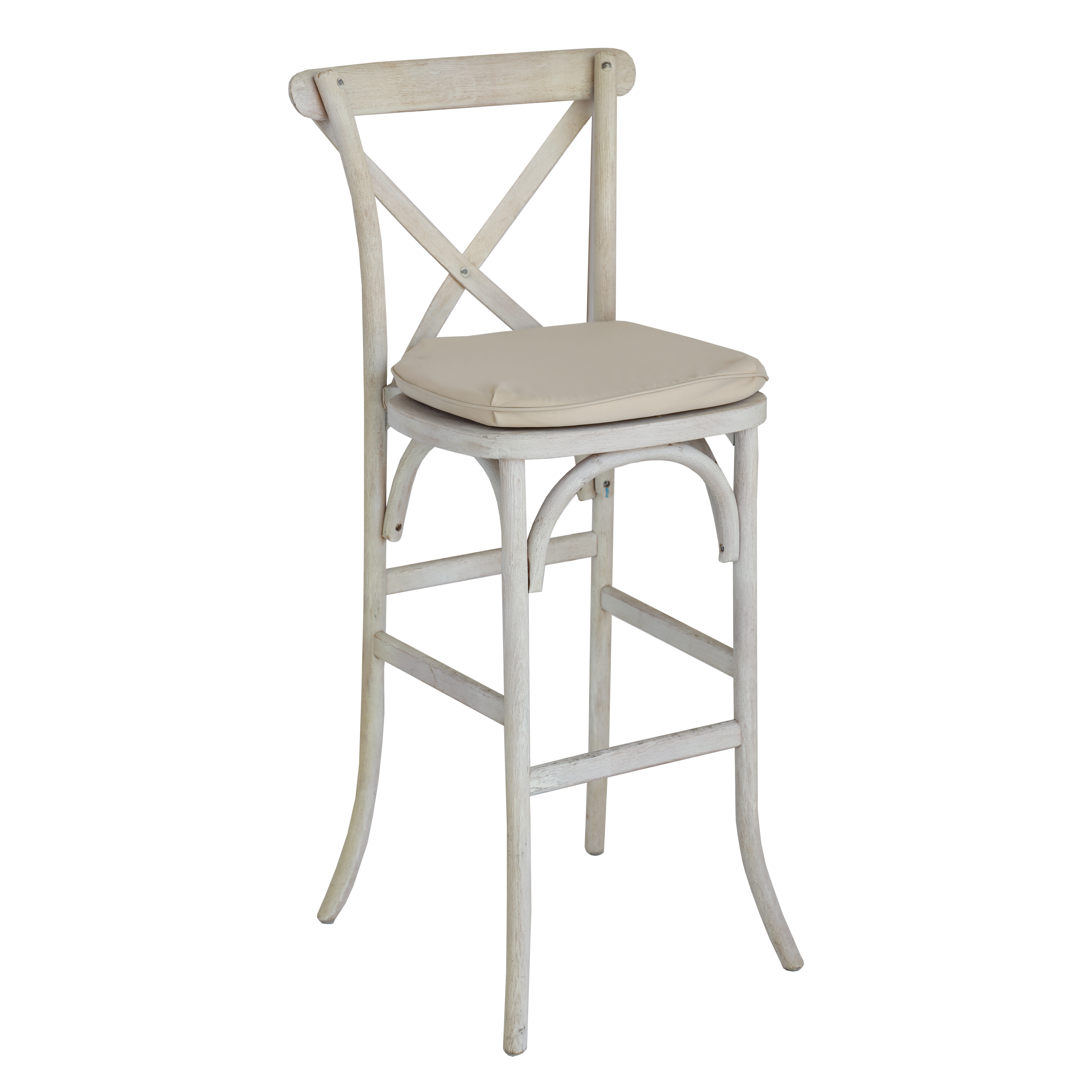 White Washed X-Back Barstool